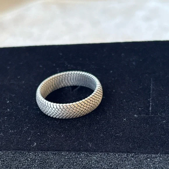 Brand New Sterling Silver 925 Snakeskin Wedding Band Ring Handcrafted Minimalist